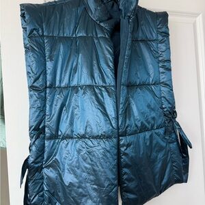 Anthropologie Teal Shimmery Puffer Vest